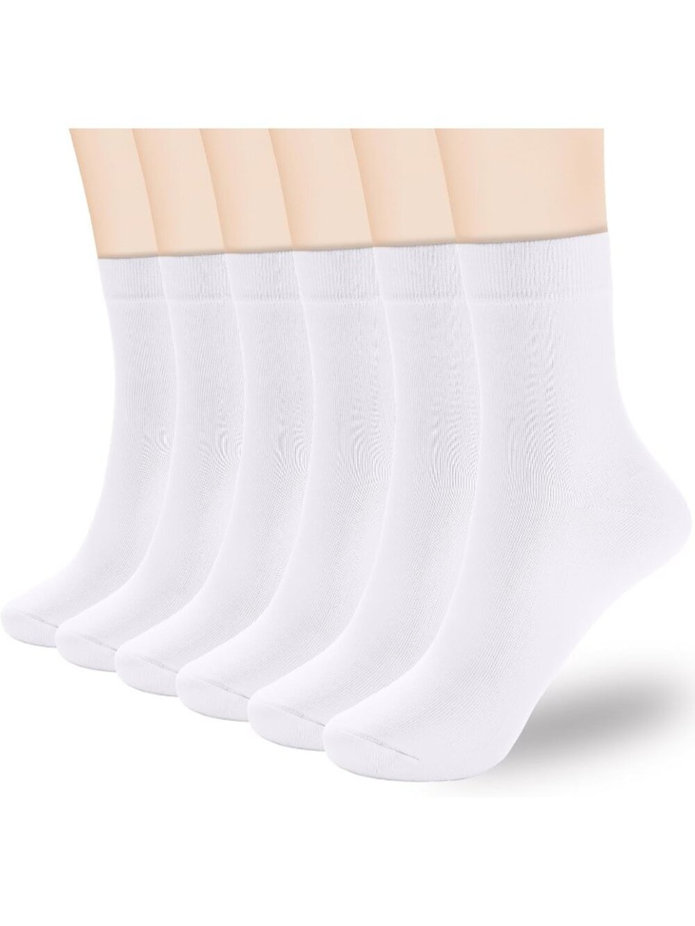 🧦Women's All White 6 Pairs Thin Above Ankle Socks Cotton Crew Socks